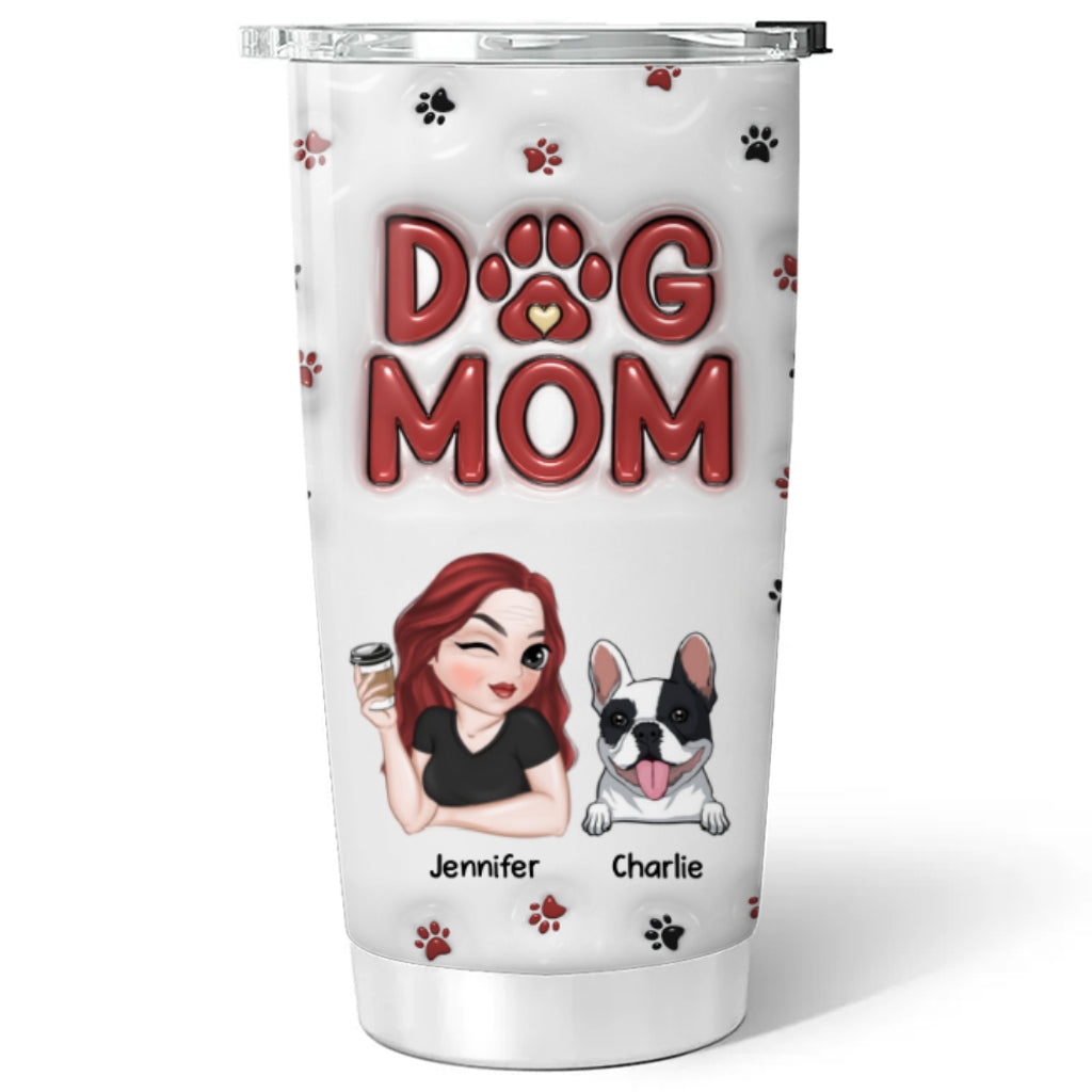 Personalized 3D Inflated Effect Tumbler for Dog Moms - A Stylish Drinkware