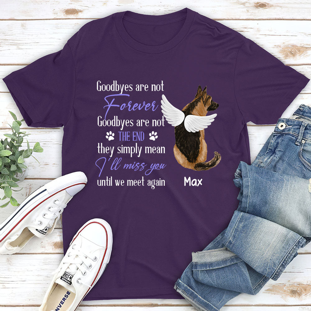 Personalized Custom Unisex 'Goodbye Isn't Forever' Memorial T-shirt for Pet Lovers