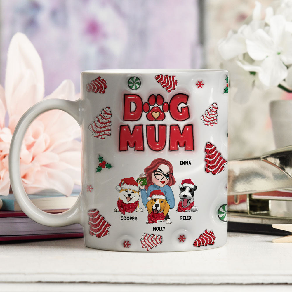 Personalized 3D Inflated Effect Christmas Mug for Dog Moms
