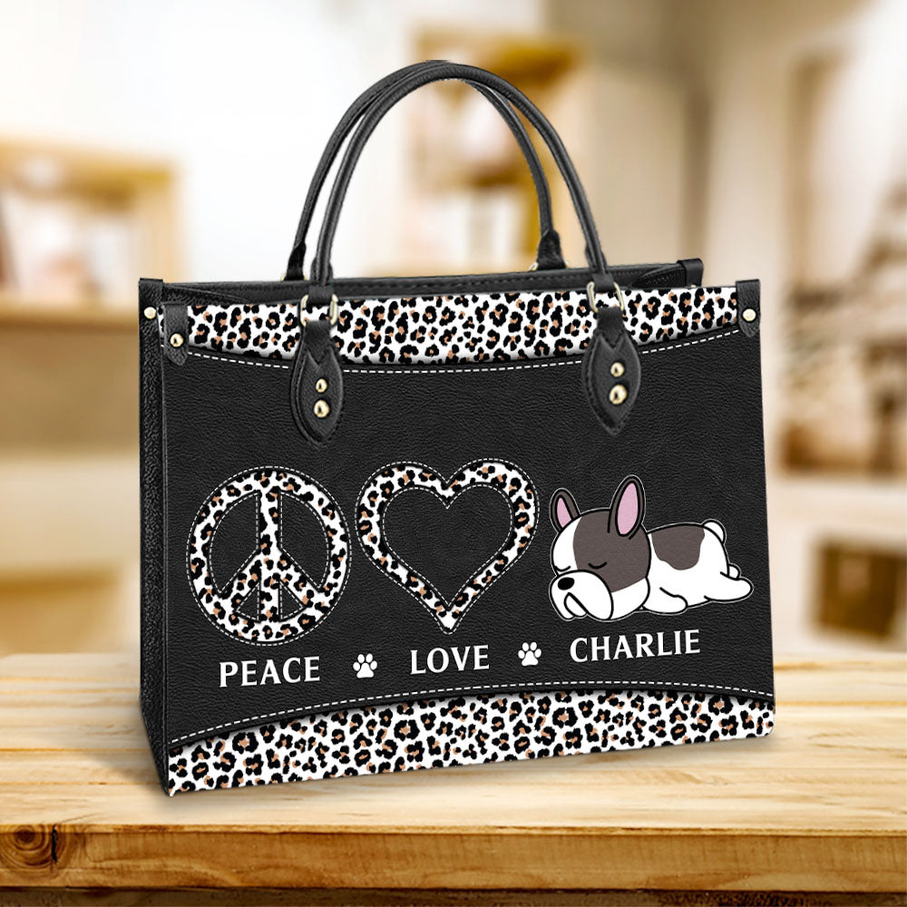 Peace Love Pet - Exclusively Personalized Custom Leather Handbag for Fur Lovers