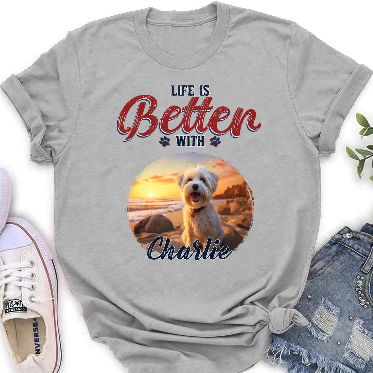 Personalized Custom Women's T-shirt: A Perfect Photo Keepsake for a Better Life with Your Dog