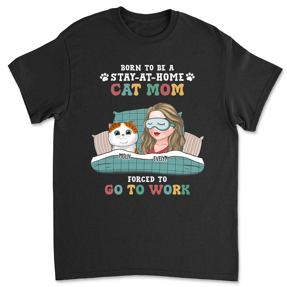 Personalized Premium 'Stay-at-home Cat Mom' T-shirt - Ideal Gift for Pet Lovers