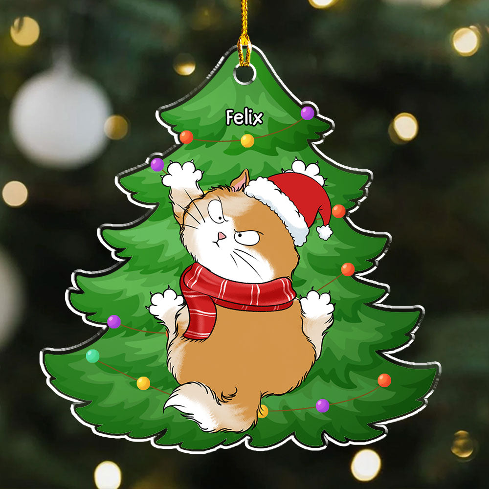 Meowy Personalized Custom Acrylic Christmas Scratching Ornament