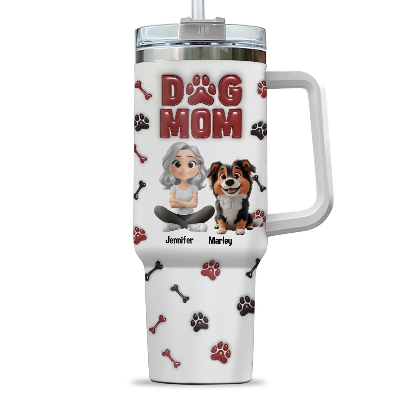 Lovely Dog Mama - Customizable 3D Inflated Effect Stainless Steel Tumbler