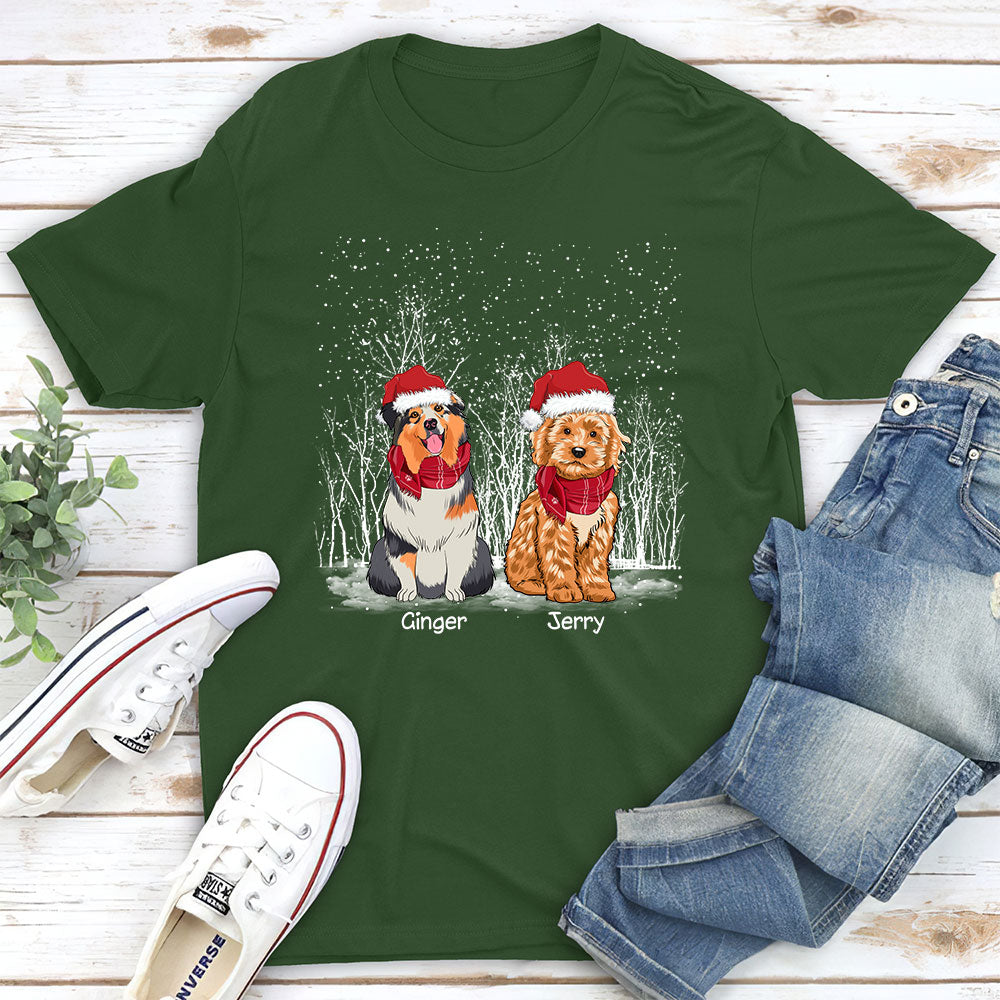 Customizable Winter Unisex Dog-themed T-shirt - Ideal Gift for Pet Lovers