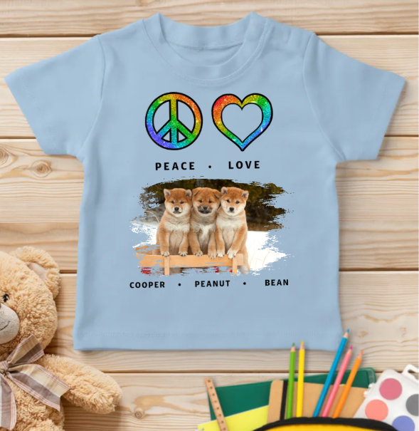 Personalized Peace Love Dog Pattern Youth T-shirt - Ideal Gift for Dog Lovers