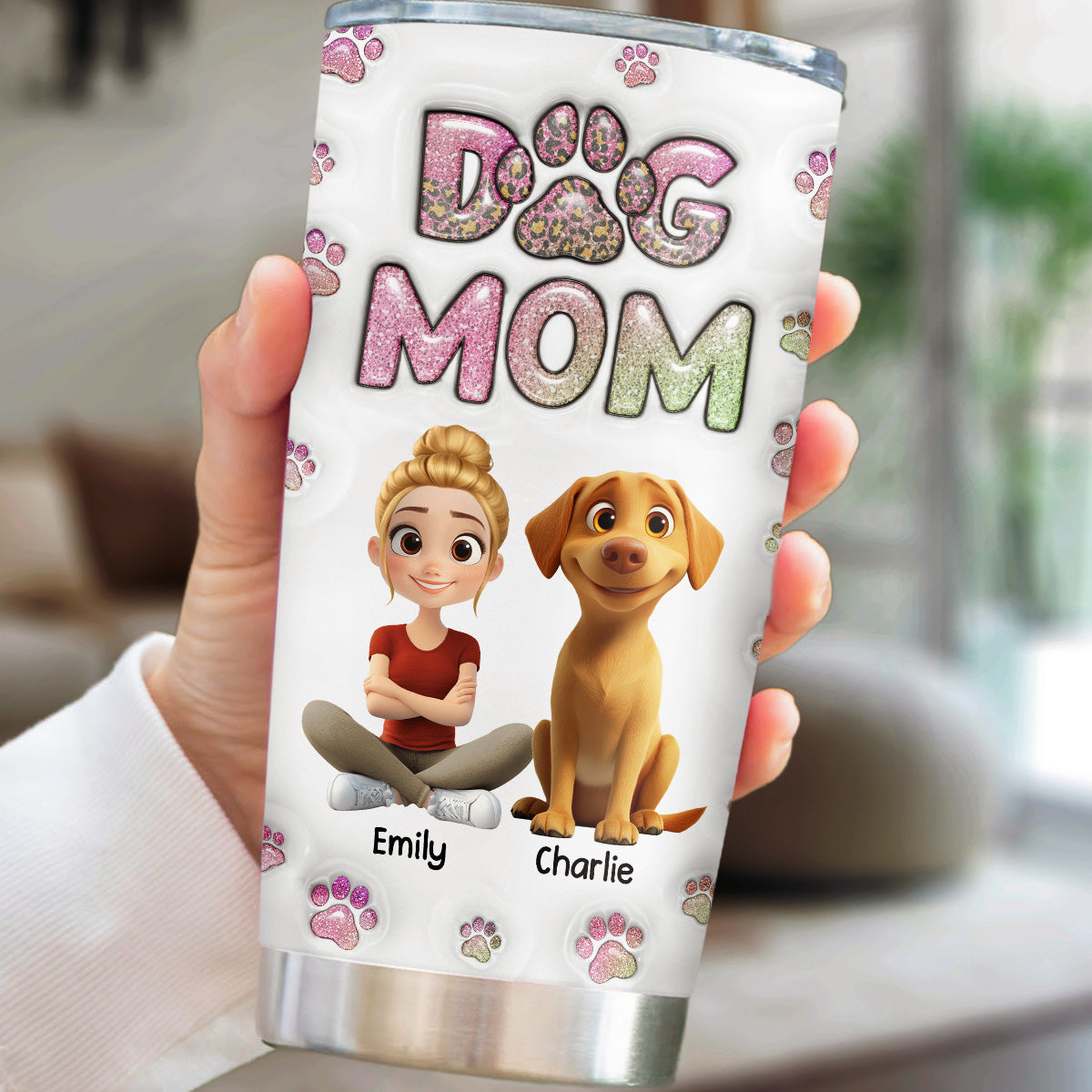 Personalized Custom 3D Inflated Effect Chibi Tumbler for Dog Moms