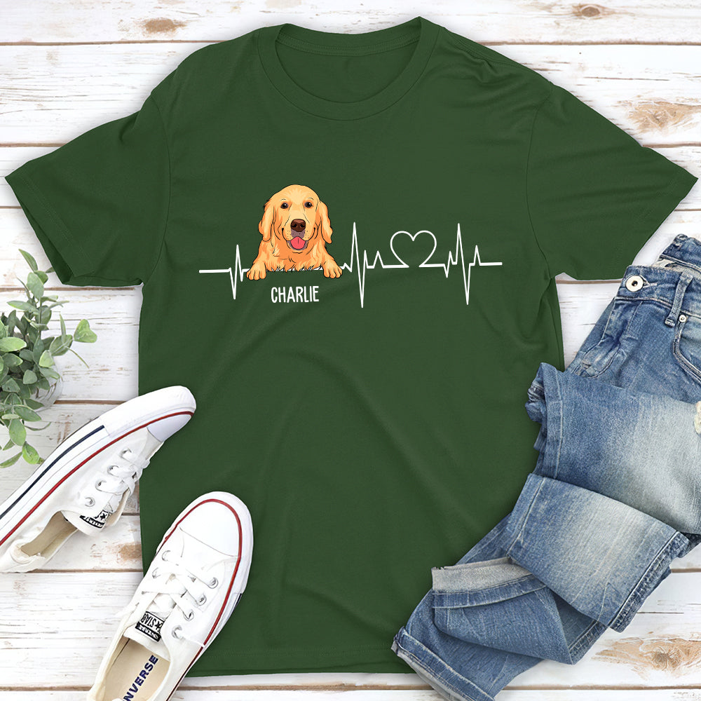 Dog Heartbeat 2 - Customizable Unisex Personalized T-shirt for Pet Lovers