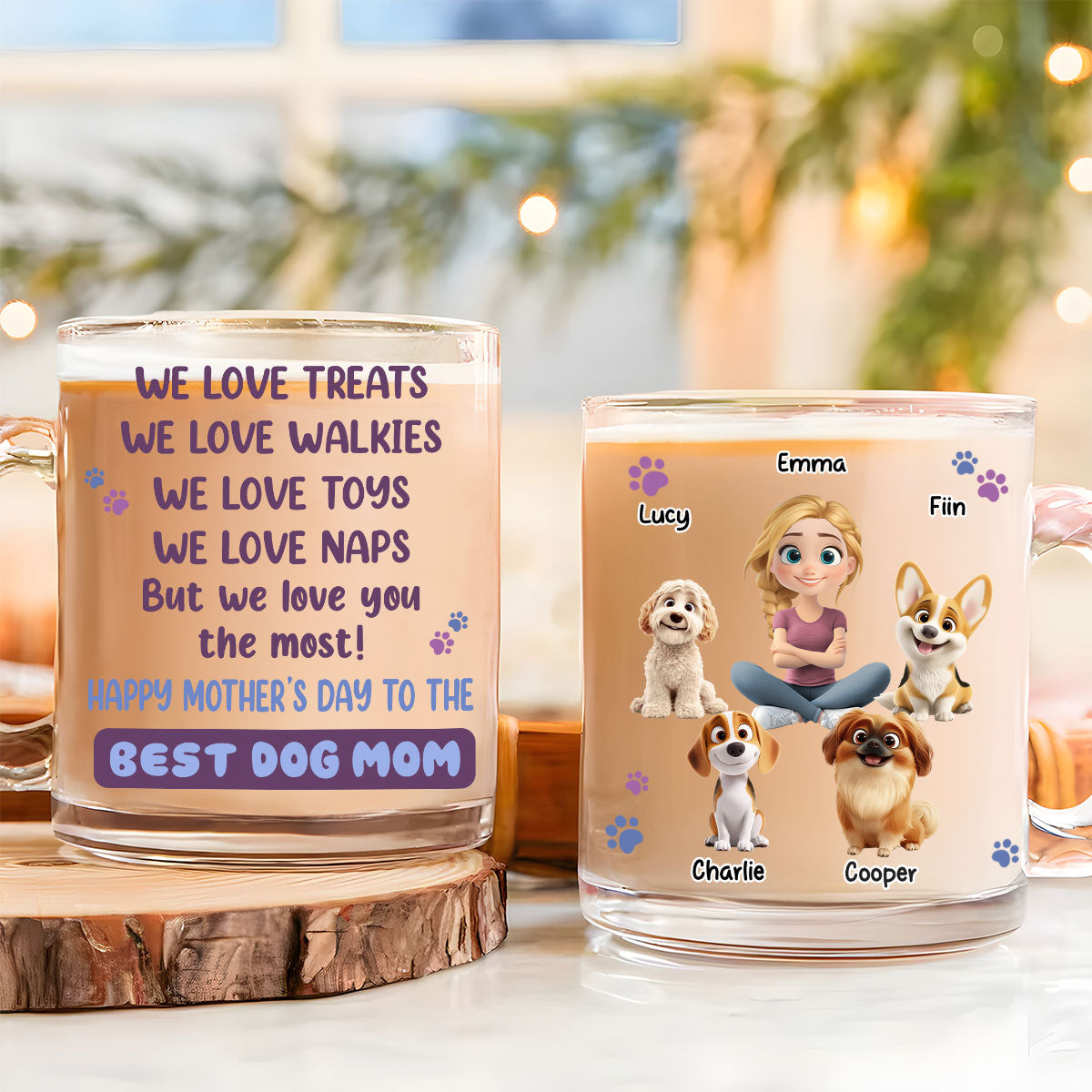 Most Loving Dog Mom Dad - Personalized Custom Glass Mug for Unforgettable Moments