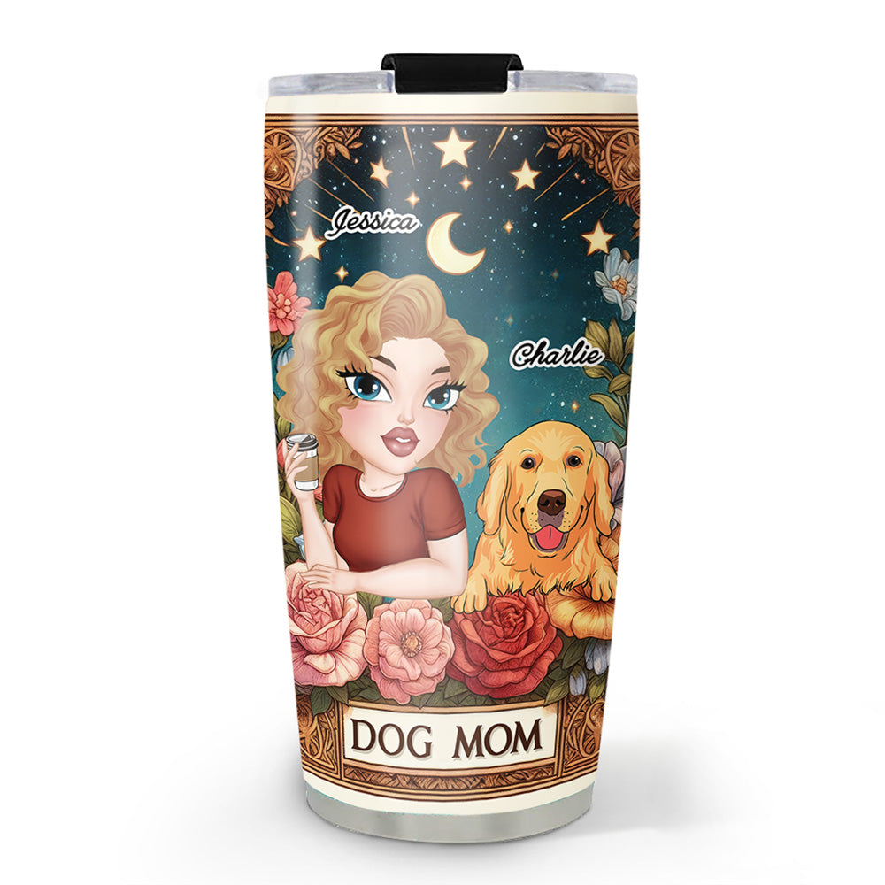Personalized 'Best Dog Mom Ever' Tarot Design Tumbler - Ideal for Every Occasion