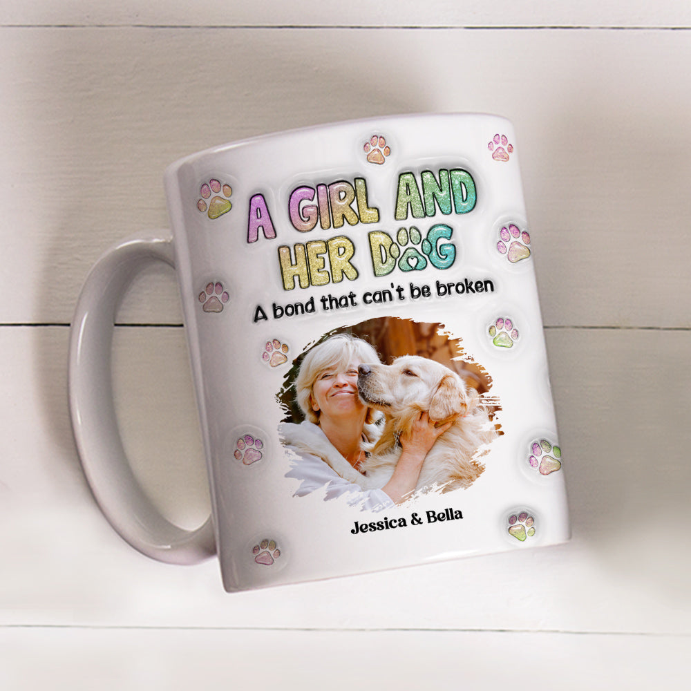 Personalized 3D Inflated Effect Mug with A Girl And Her Dog Photo