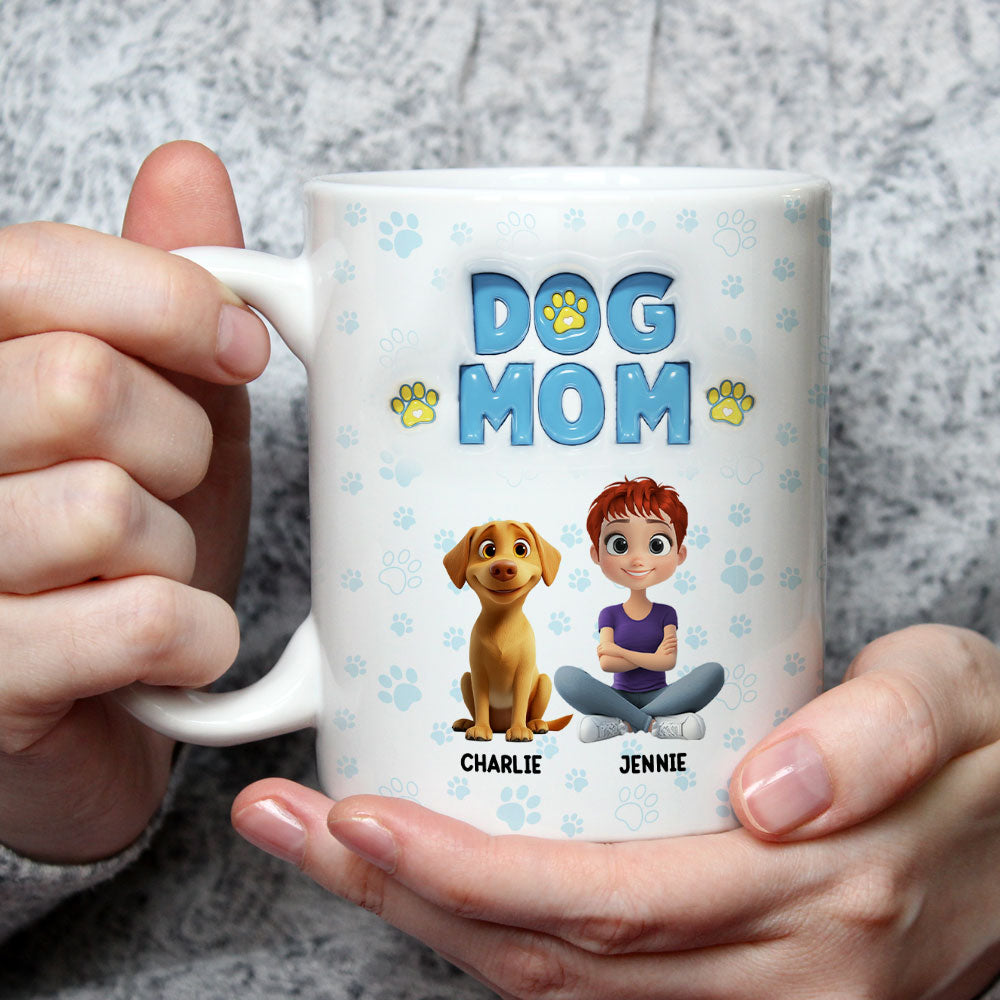 Personalized 3D Inflated Effect Ceramic Mug for Dog - Loving Moms