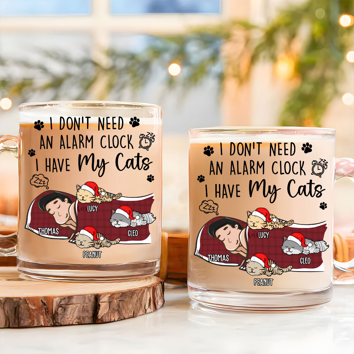 Personalized My Cat Alarm Clock Glass Mug - Unique Customizable Gift