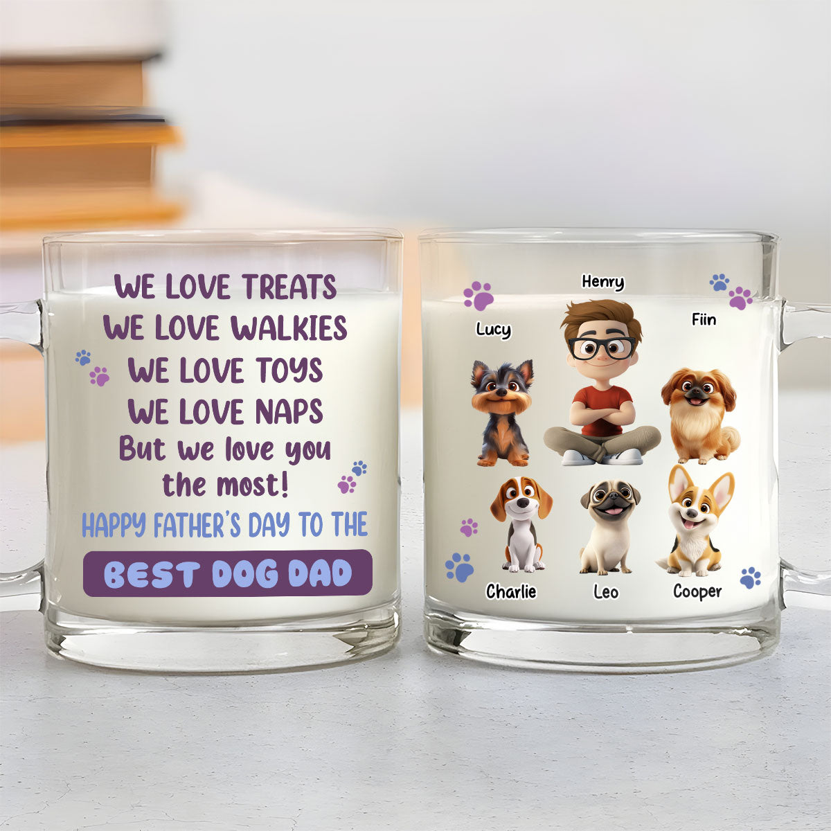 Most Loving Dog Mom Dad - Personalized Custom Glass Mug for Unforgettable Moments