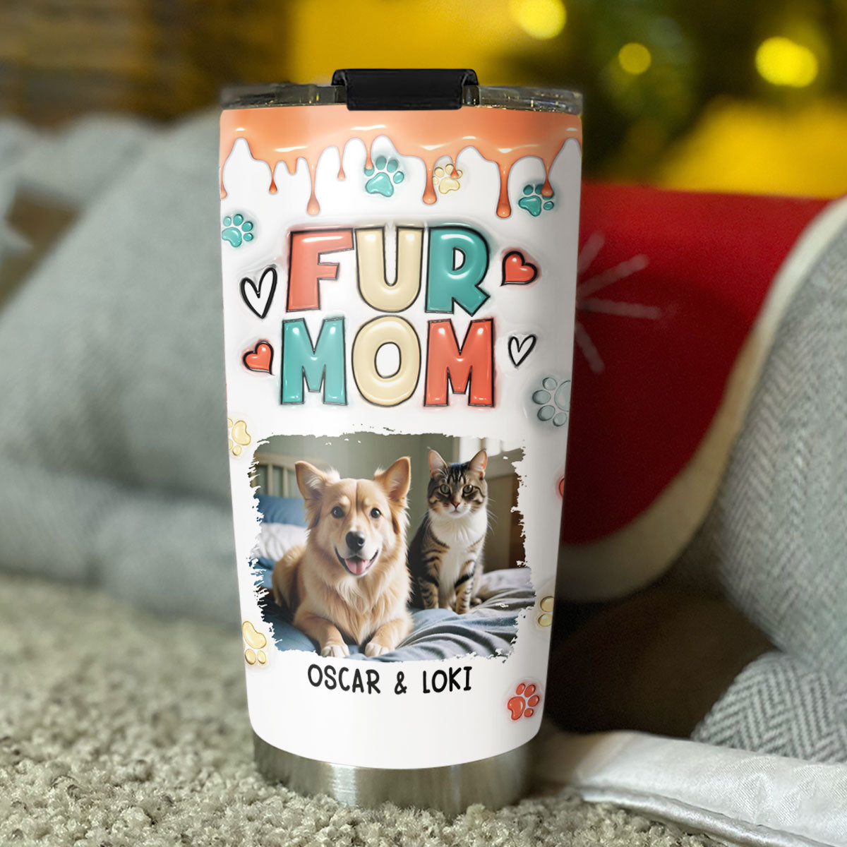 Personalized 3D Inflated Effect Tumbler - Cute Gift for Pet Moms