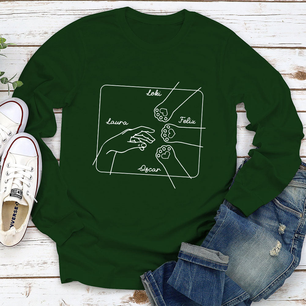 Customizable Cat Paw Long Sleeve T-shirt - Ideal Gift for Pet Lovers
