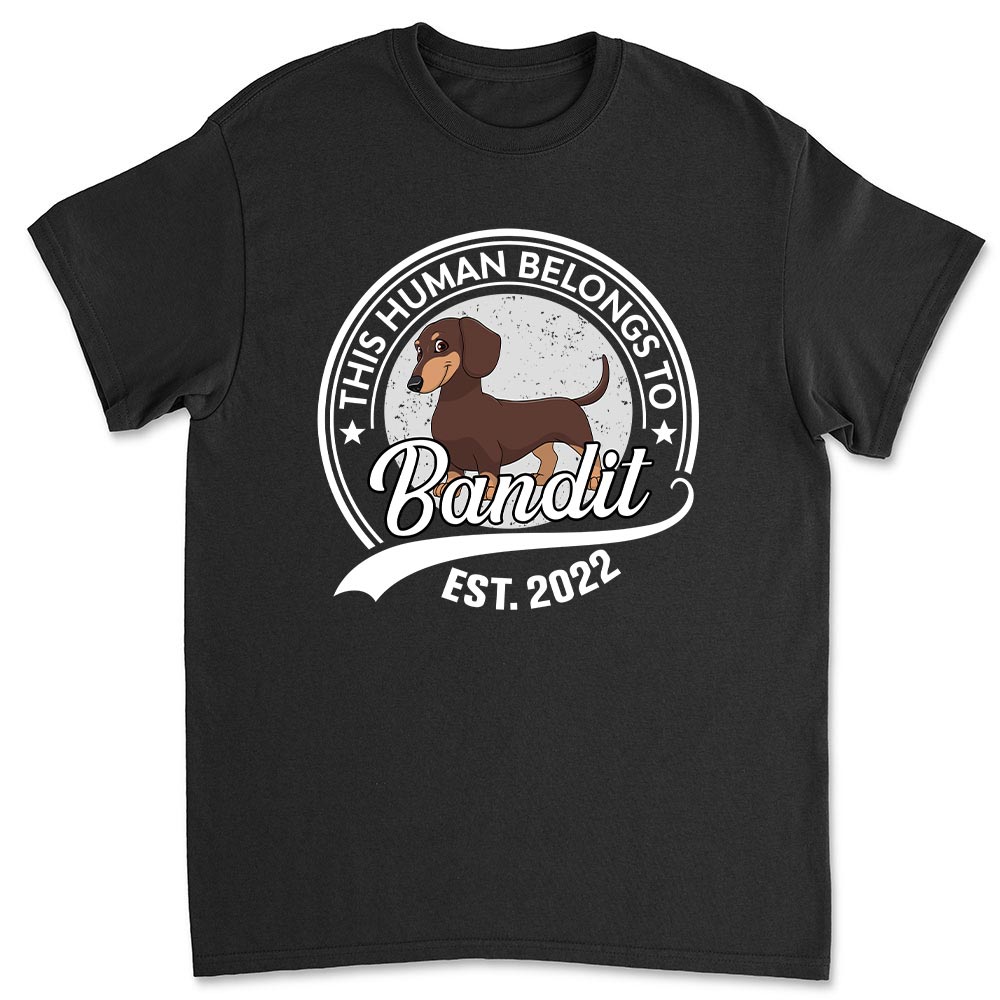 Personalized Custom Unisex 'Human Belongs To Dog' Cartoon T-shirt - Ideal Gift for Pet Lovers