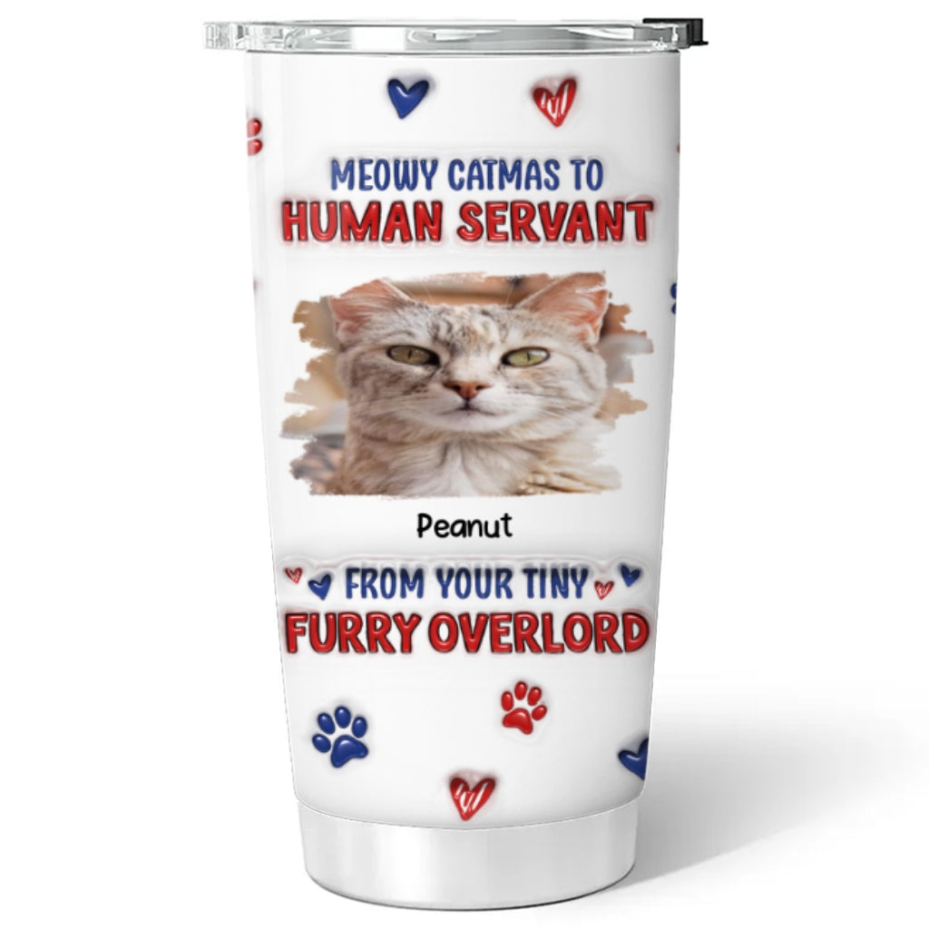 Meowy Catmas Personalized 3D Inflated Effect Custom Tumbler - Unique Photo Design