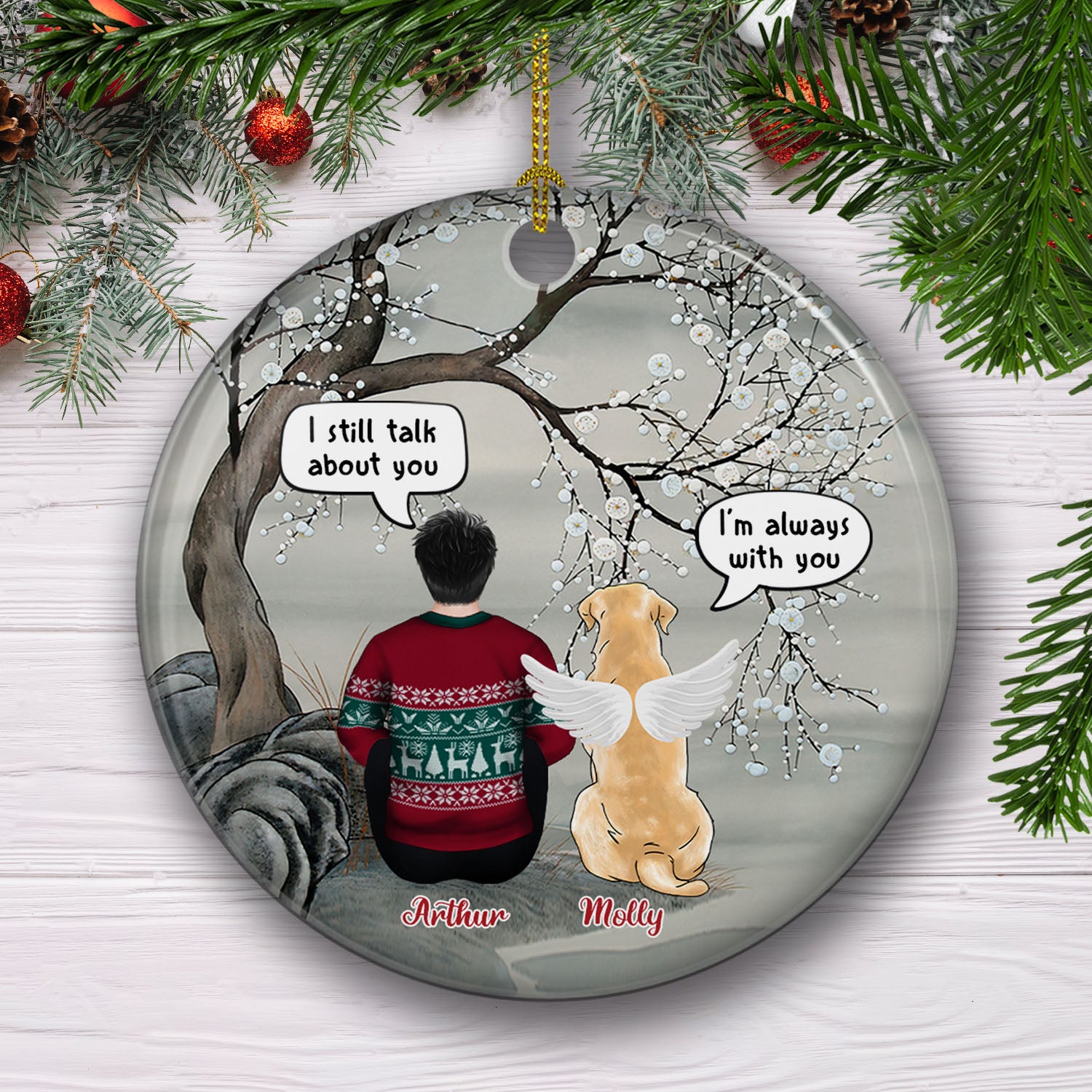 Personalized Custom 'I'm Always With You' Ceramic Christmas Ornament for Pet Lovers