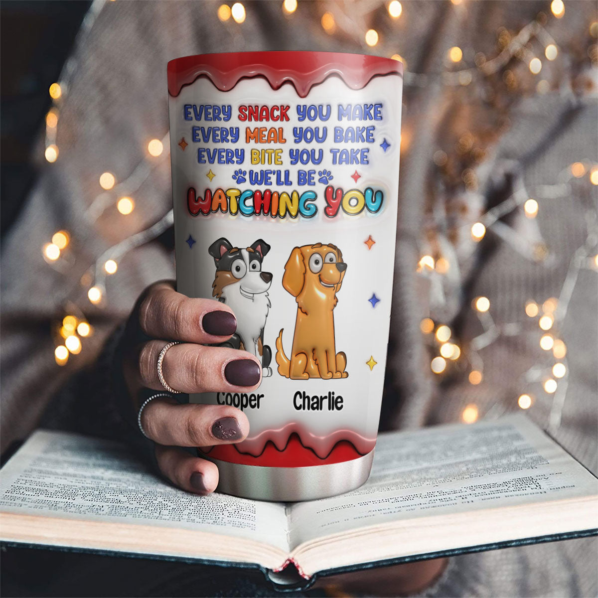 Cheeky Pup Personalized 3D Inflated Effect Custom Tumbler - Ideal for All Occasions