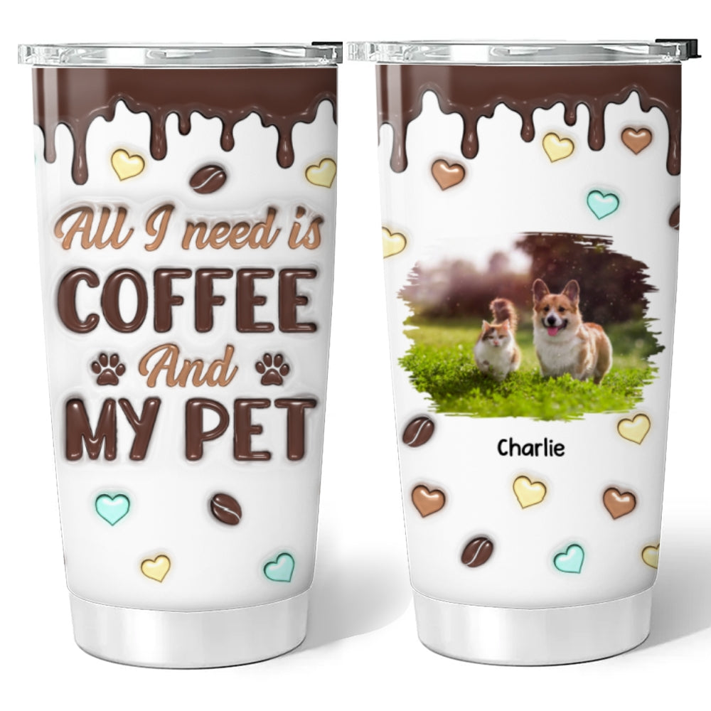 Personalized Custom 3D Inflated Tumbler with Coffee and Pet Photos