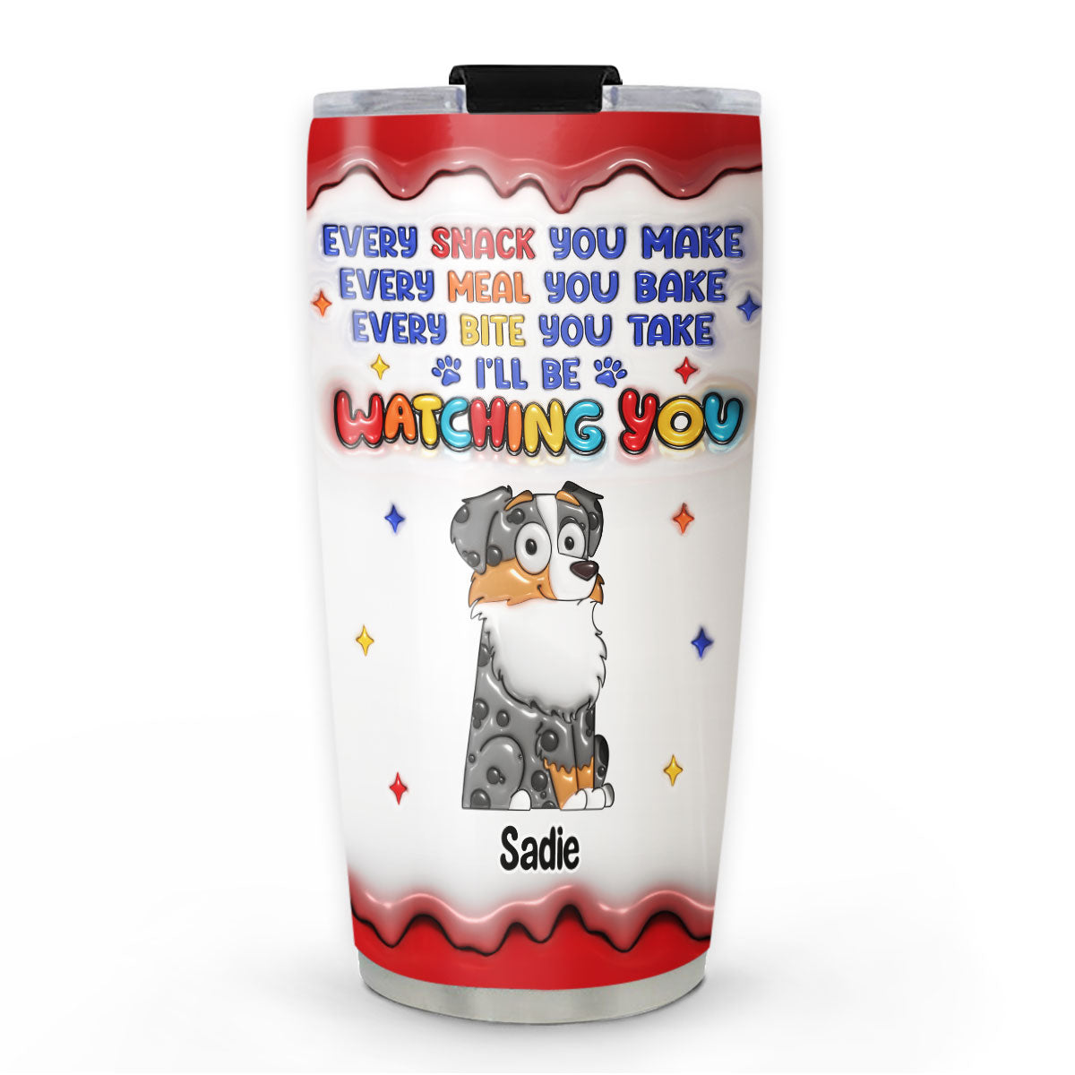Cheeky Pup Personalized 3D Inflated Effect Custom Tumbler - Ideal for All Occasions