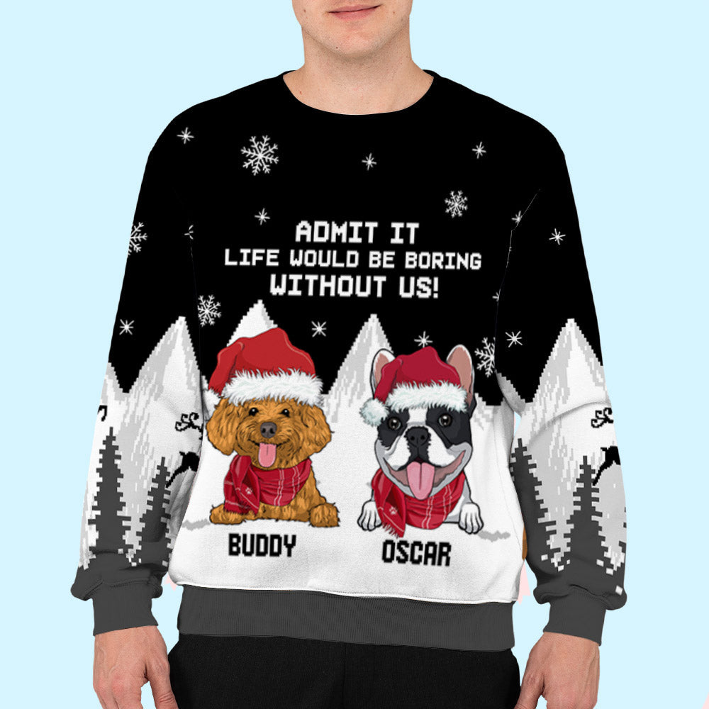 Snowy Delight: Personalized All-Over-Print Sweatshirt for Pet Lovers