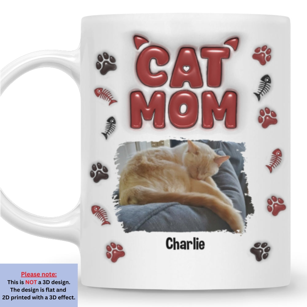 Personalized 3D Inflated Effect Lovely Cat Mama Photo Mug - Ideal Gift for Loved Ones