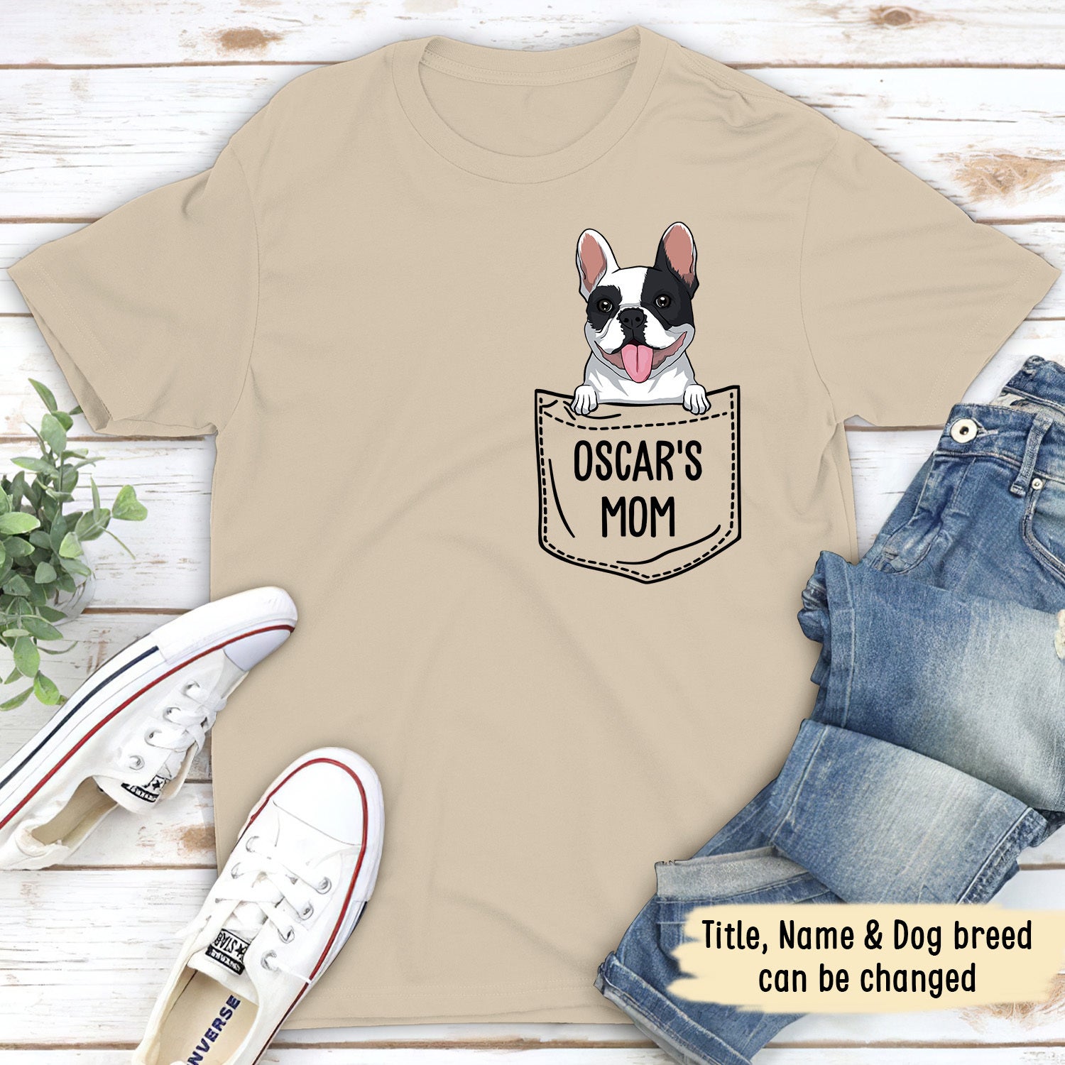 Personalized Unisex Pocket Dog Mom/Dad T-shirt - Ideal Gift for Pet Lovers