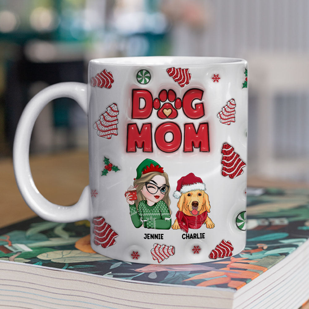 Personalized 3D Inflated Effect Christmas Mug for Dog Moms