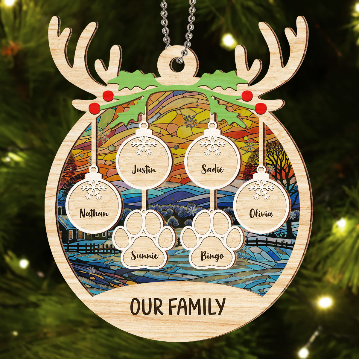 Family Charm - Customizable Personalized Suncatcher Ornament for Special Occasions