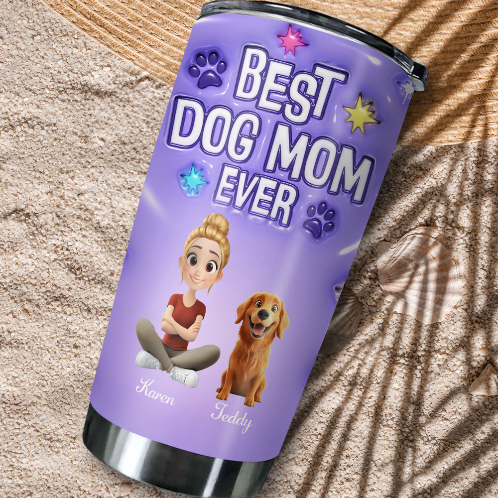 Personalized 3D Inflated Effect Tumbler for Dog Moms - Keep Drinks Hot or Cold