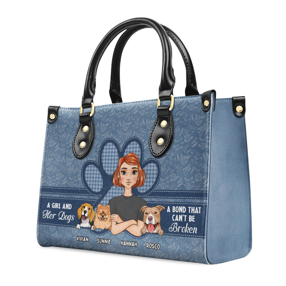 Personalized Custom Leather Handbag: A Girl and Her Dog Tribute