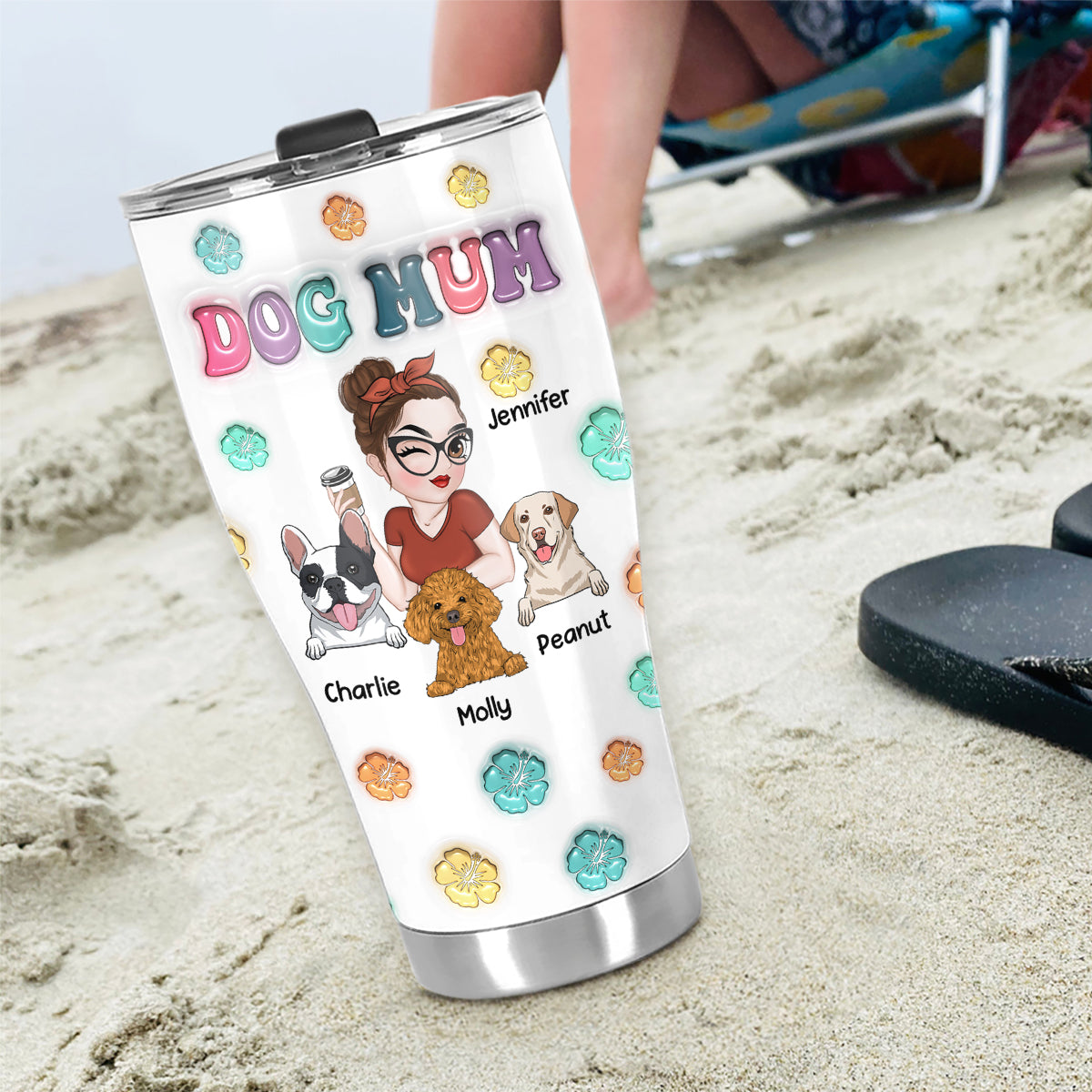 Personalized 3D Inflated Effect Tumbler for Dog Moms in Summer