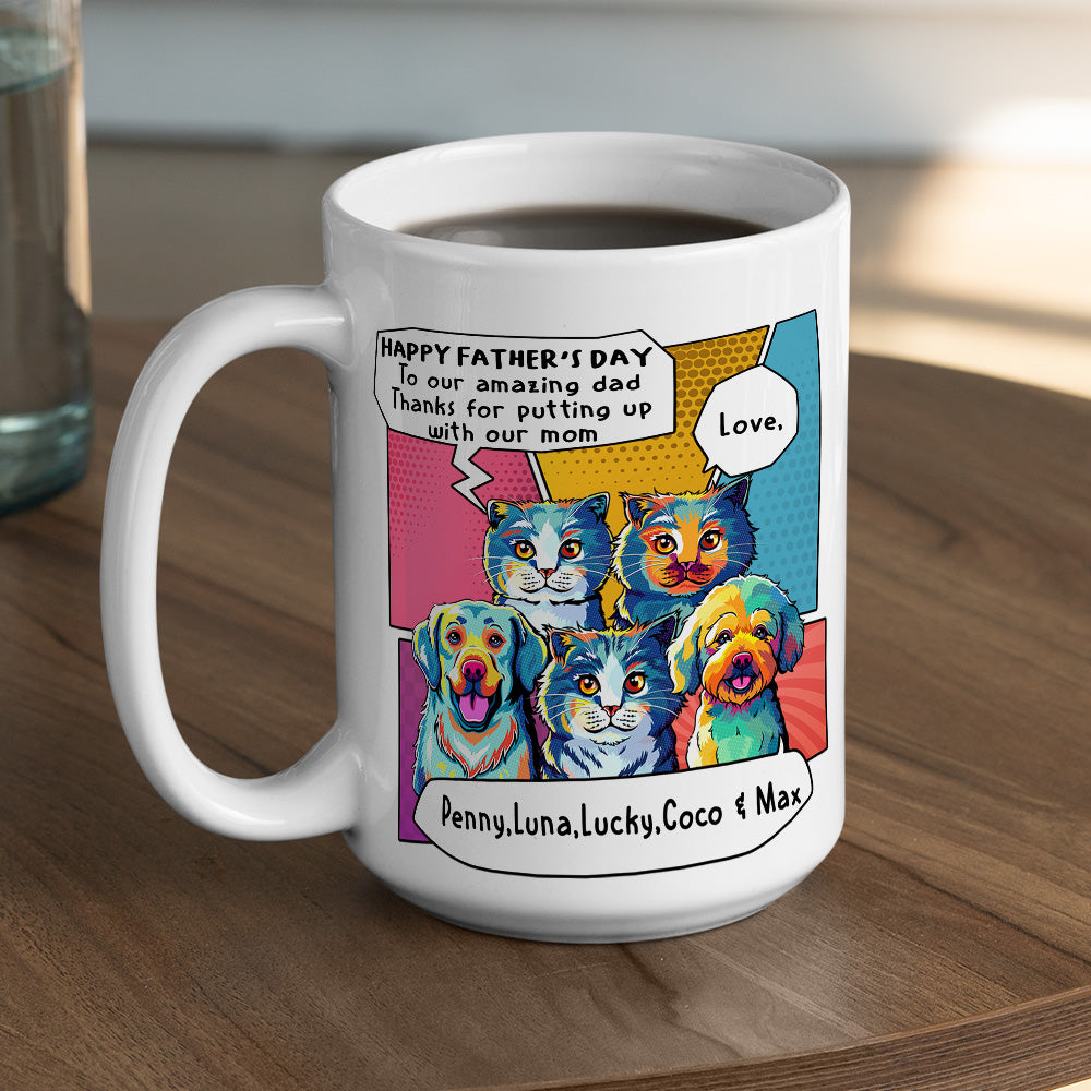 Amazing Pop Art Personalized Custom Coffee Mug for Pet Dads