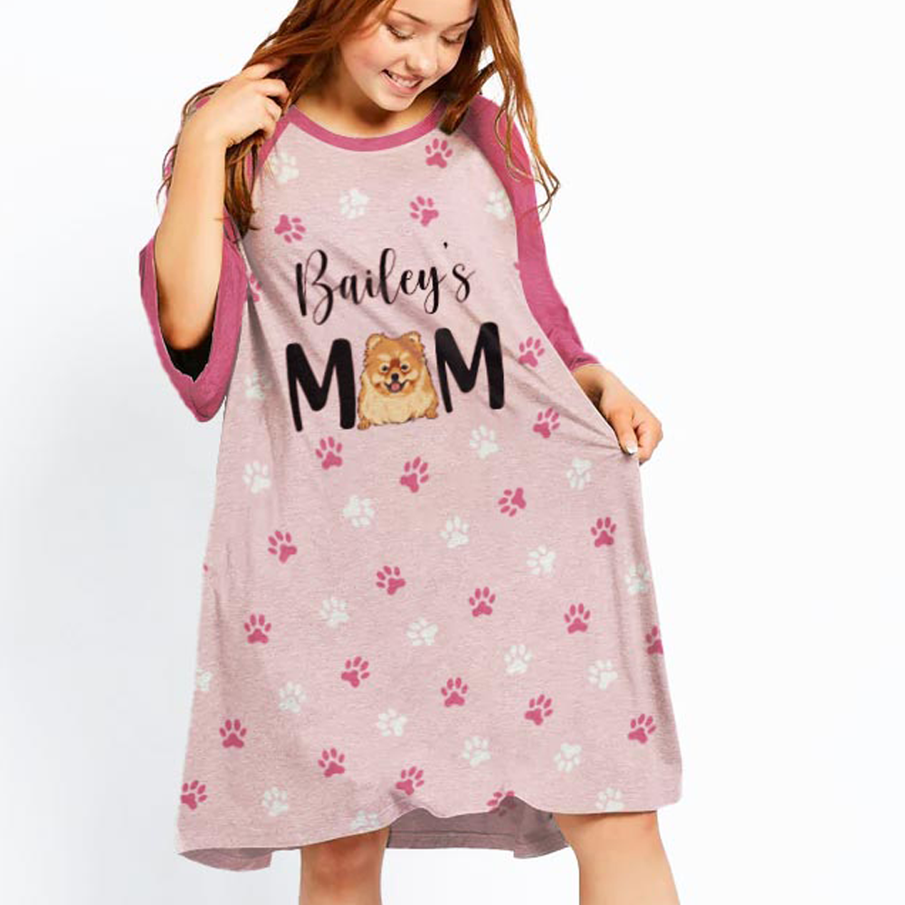 Personalized 3/4 Sleeve Dog Mom Dress - Unique & Customizable