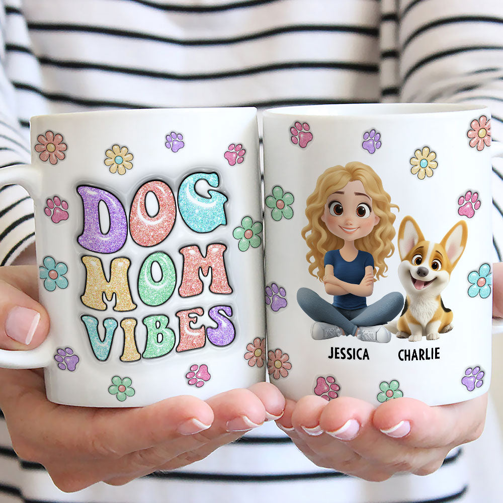 Personalized 3D Inflated Effect Ceramic Mug for Dog Moms - A Cute and Vigor - Starting Gift