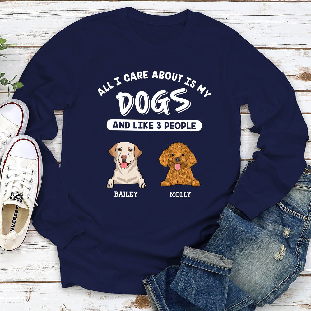 Personalized Custom Long Sleeve Dog and 3 People T-shirt - Ideal Gift for Pet Lovers