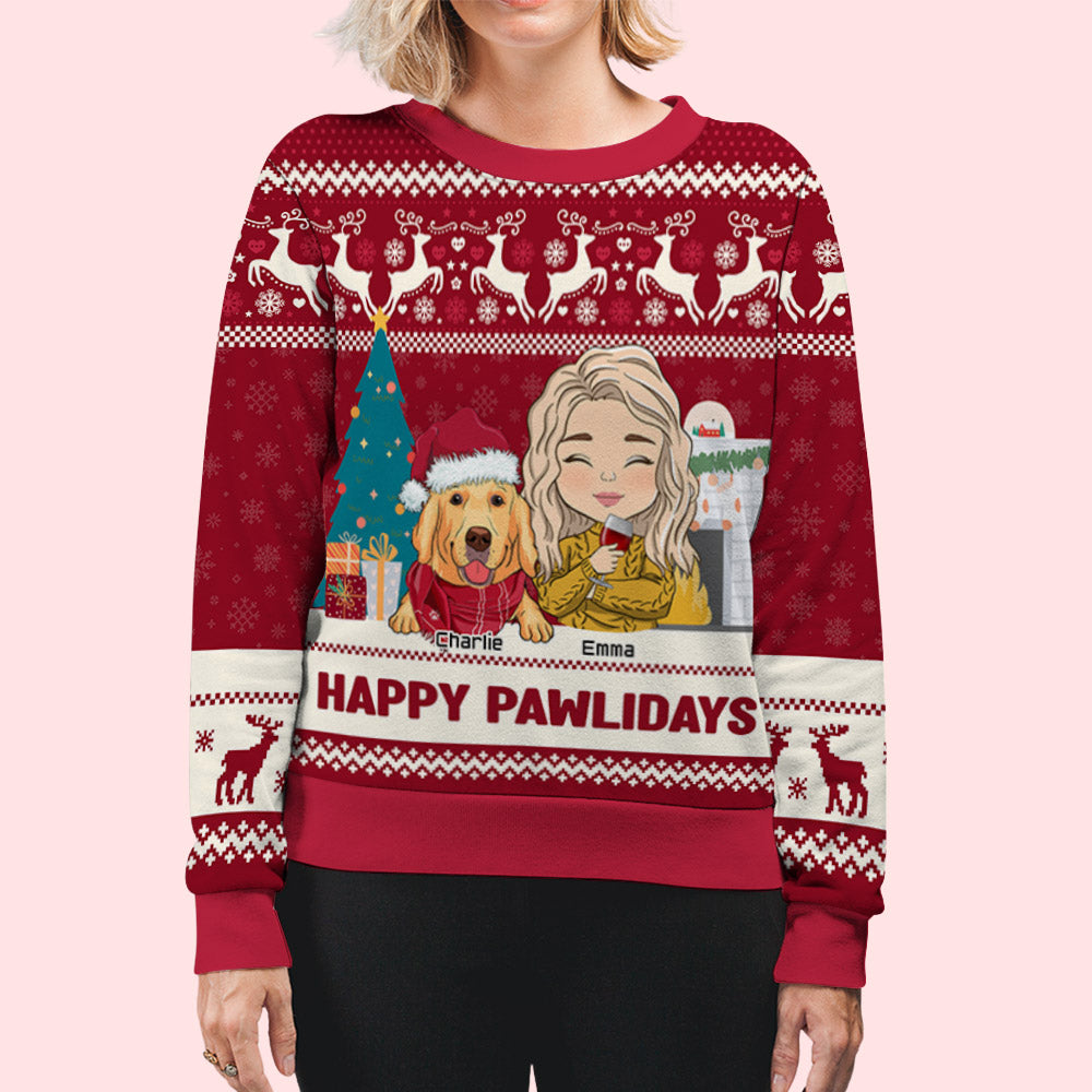 Pawlidays With Pets 2 - Customizable All-Over Print Personalized Sweatshirt for Pet Lovers