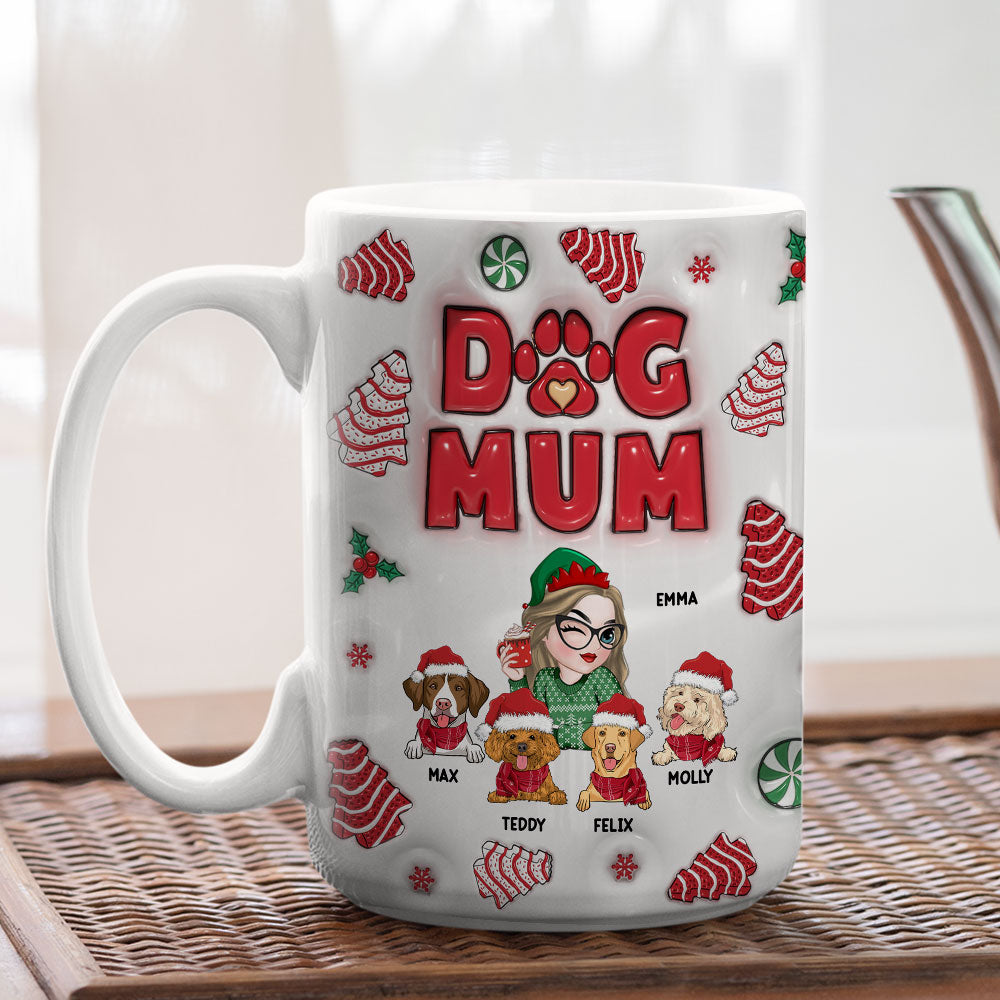 Personalized 3D Inflated Effect Christmas Mug for Dog Moms