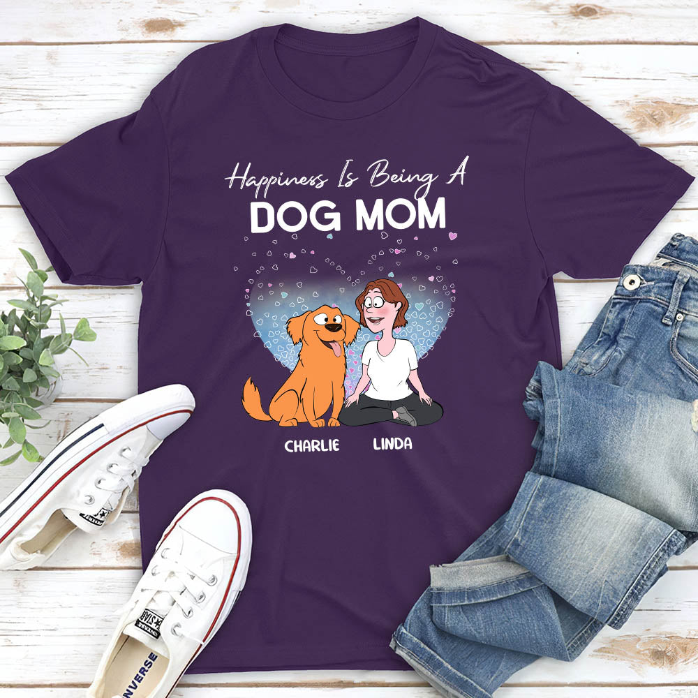 Personalized Unisex Dog Mom Happiness Heart T-shirt - Ideal Gift for Pet Lovers