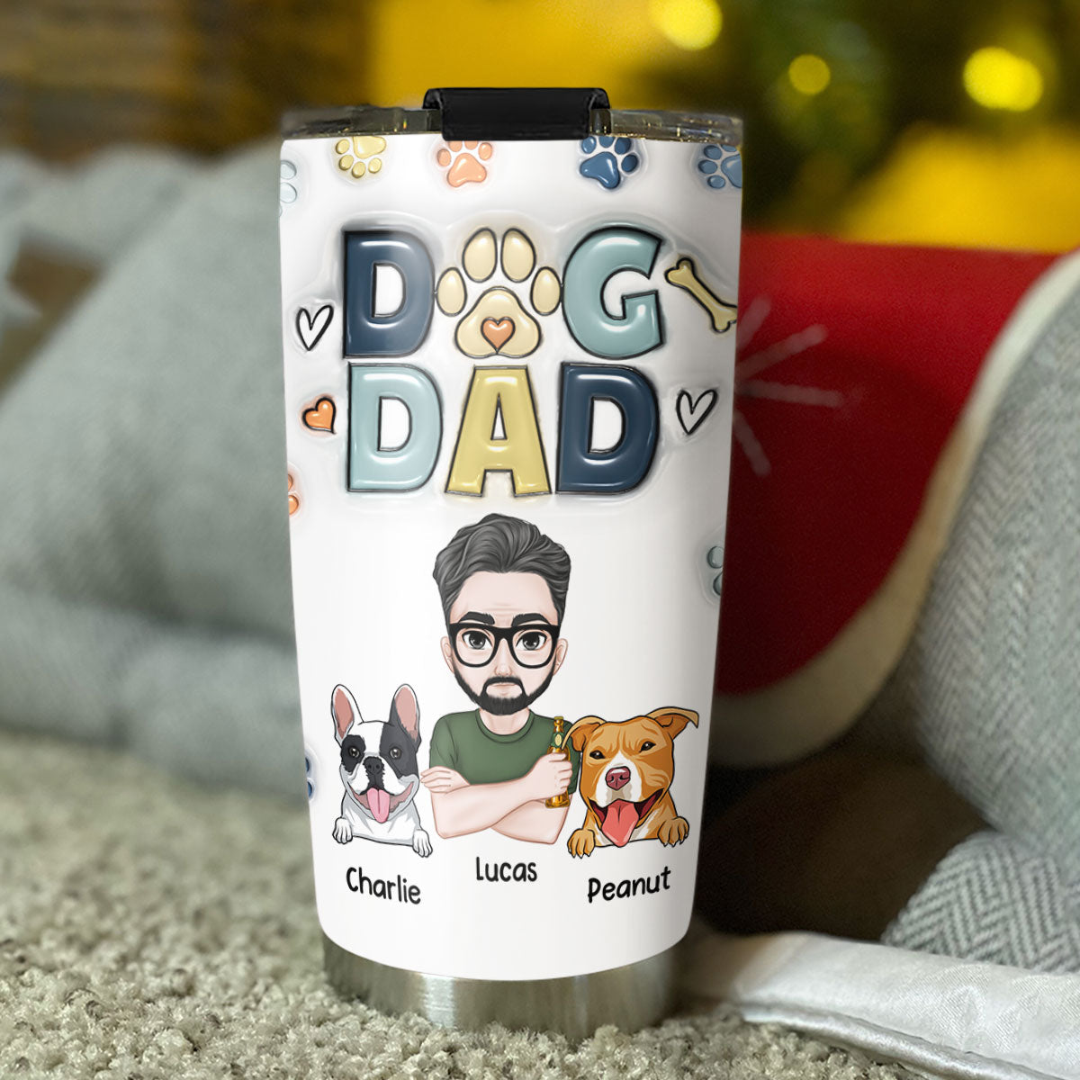 Personalized 3D Inflated Effect Custom Tumbler - Ideal for Dog Dads