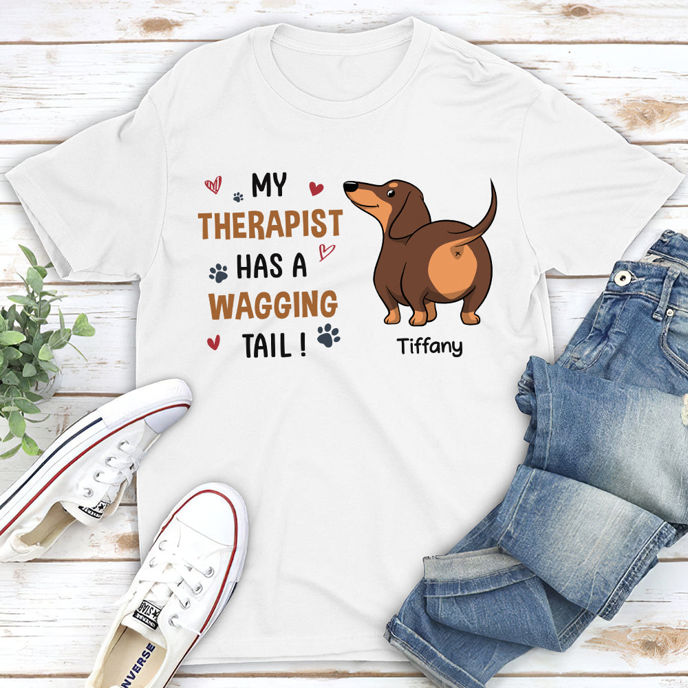Personalized Unisex 'My Therapist Has A Wagging Tail' T-shirt - Ideal Gift for Pet Lovers