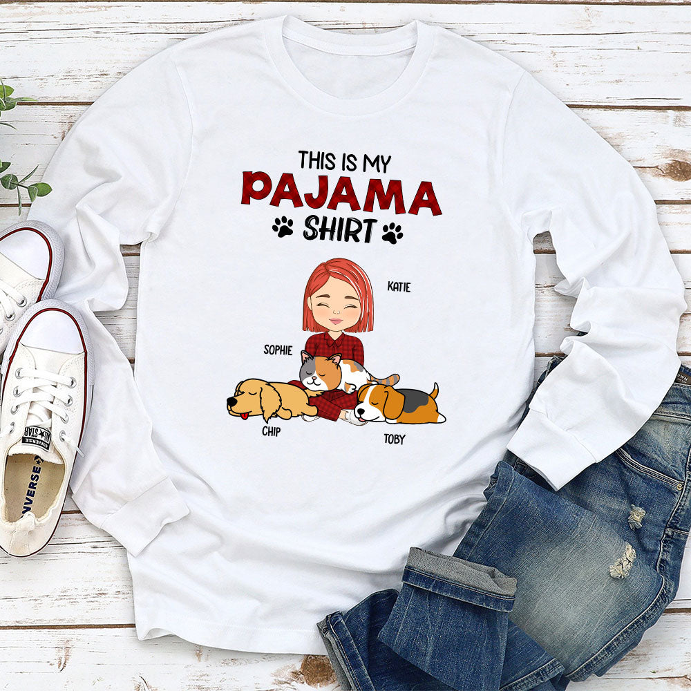 Customizable Long Sleeve Sleeping Pajama Shirt for Pet Lovers