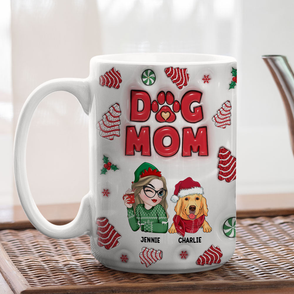 Personalized 3D Inflated Effect Christmas Mug for Dog Moms