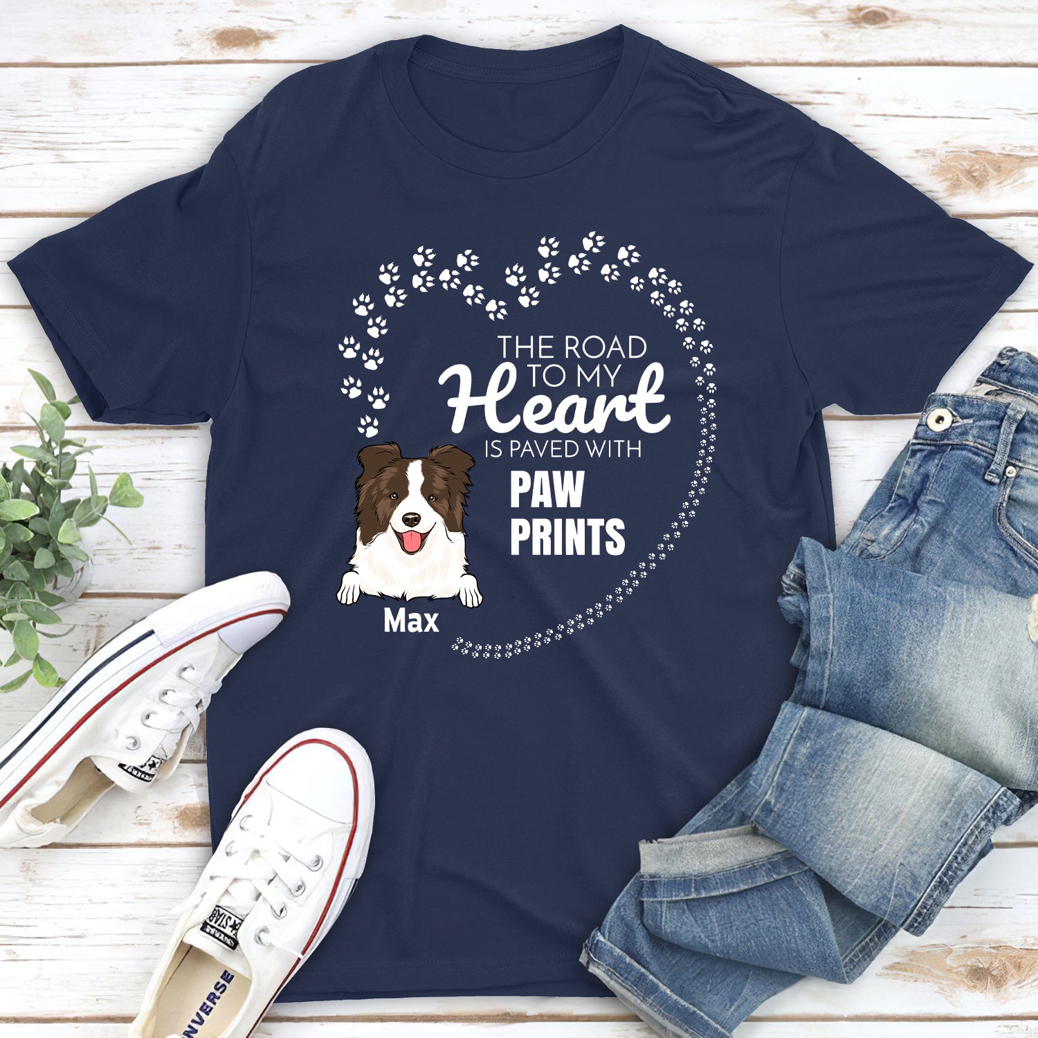 Paved With Pawprints - Customizable Unisex Personalized T-shirt for Pet Lovers