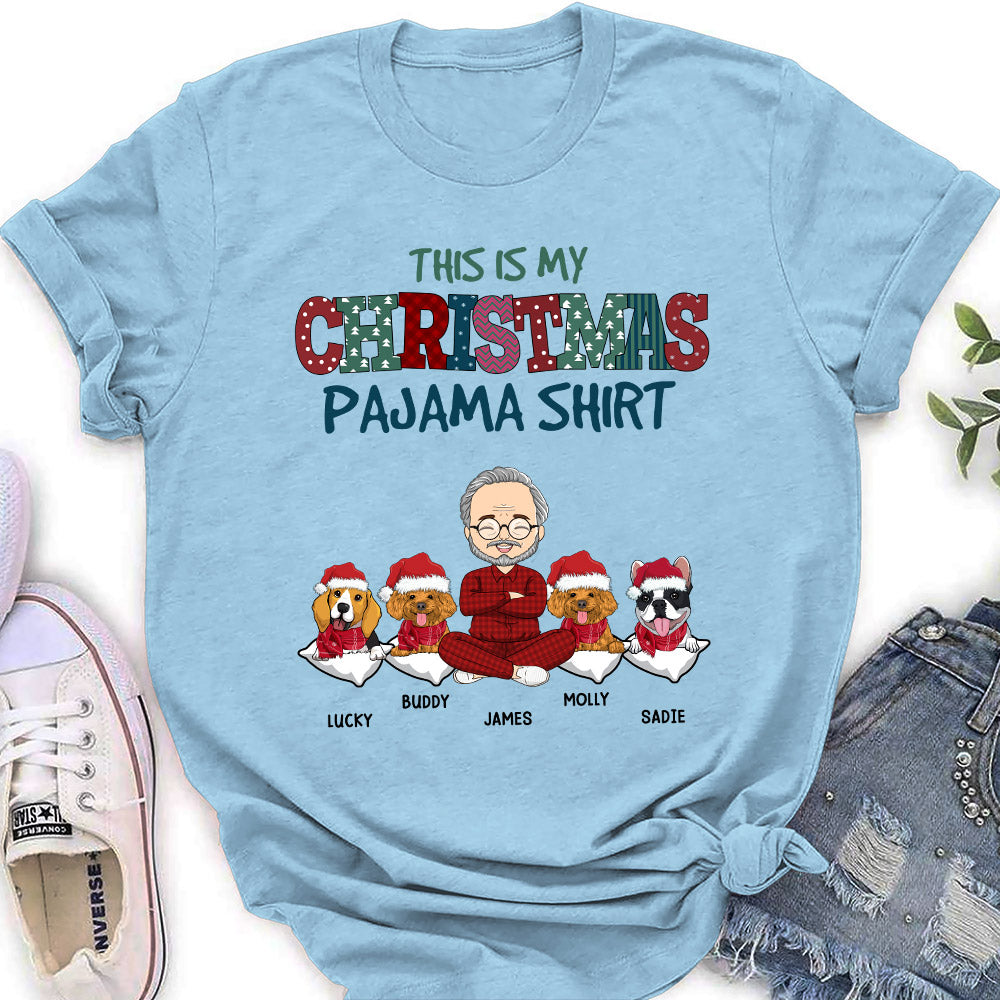 Personalized Christmas Dog Pajama Design Women's T-shirt - Ideal Gift for Pet Lovers