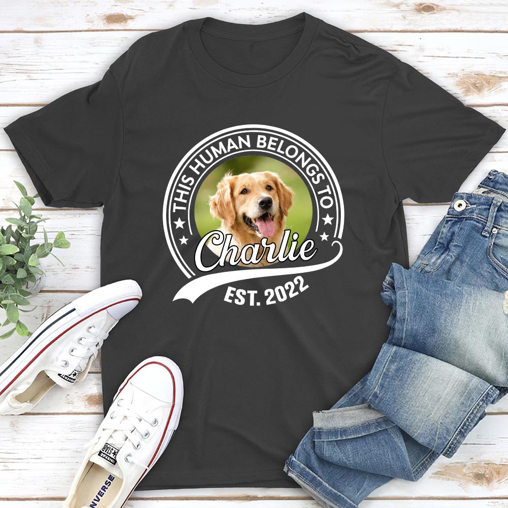 Personalized Custom Unisex 'Human Belongs To' Photo T-shirt - Ideal Gift for Pet Lovers