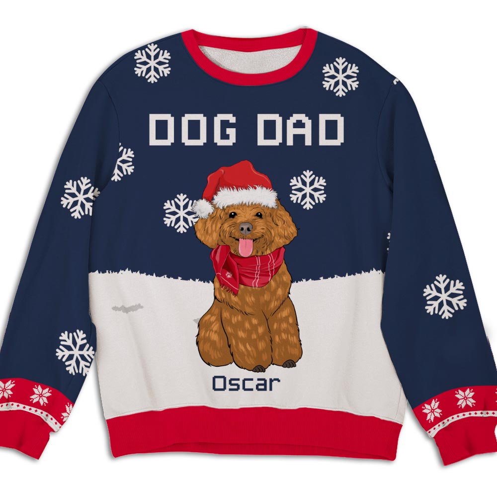 Personalized Winter Dog Dad Mom All-Over-Print Sweatshirt - Ideal Gift for Pet Lovers