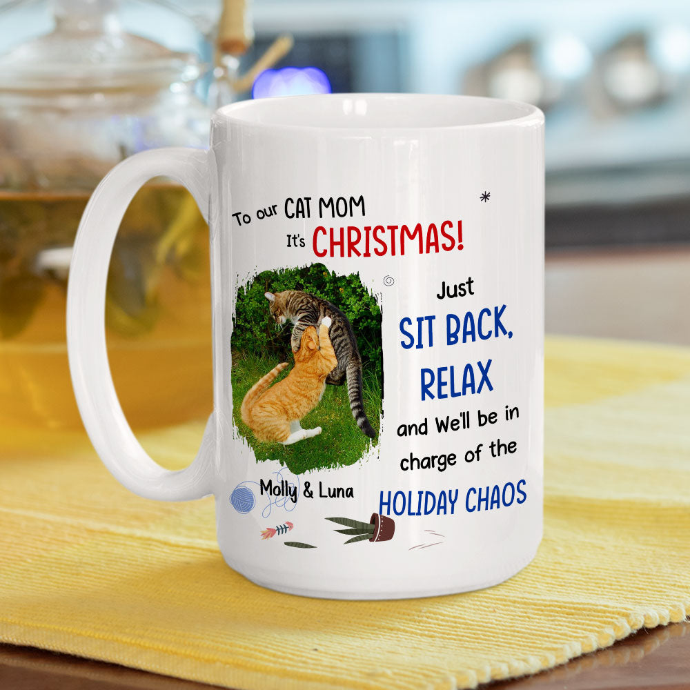 Personalized 'Let Cats Rule the Chaos' Photo Coffee Mug - Ideal Gift for Pet Lovers